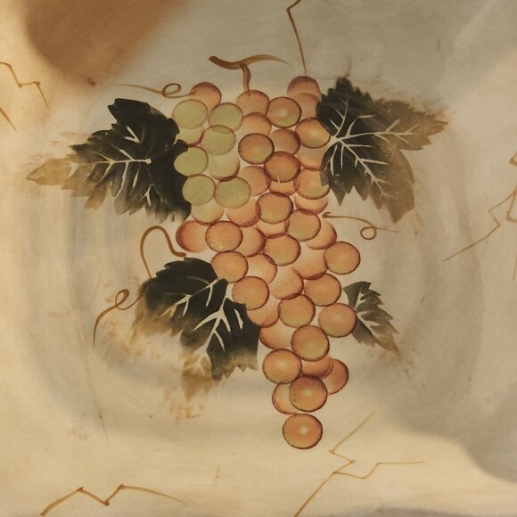 TableTops Gallery Cabernet Salad Plate Square Painted Grapes Design - Picture 2 of 7